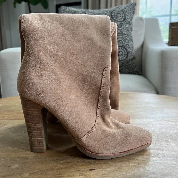 Anthropologie Dolce Vita Celine Blush Tan Suede Leather Boots Size 7 - Picture 3 of 11